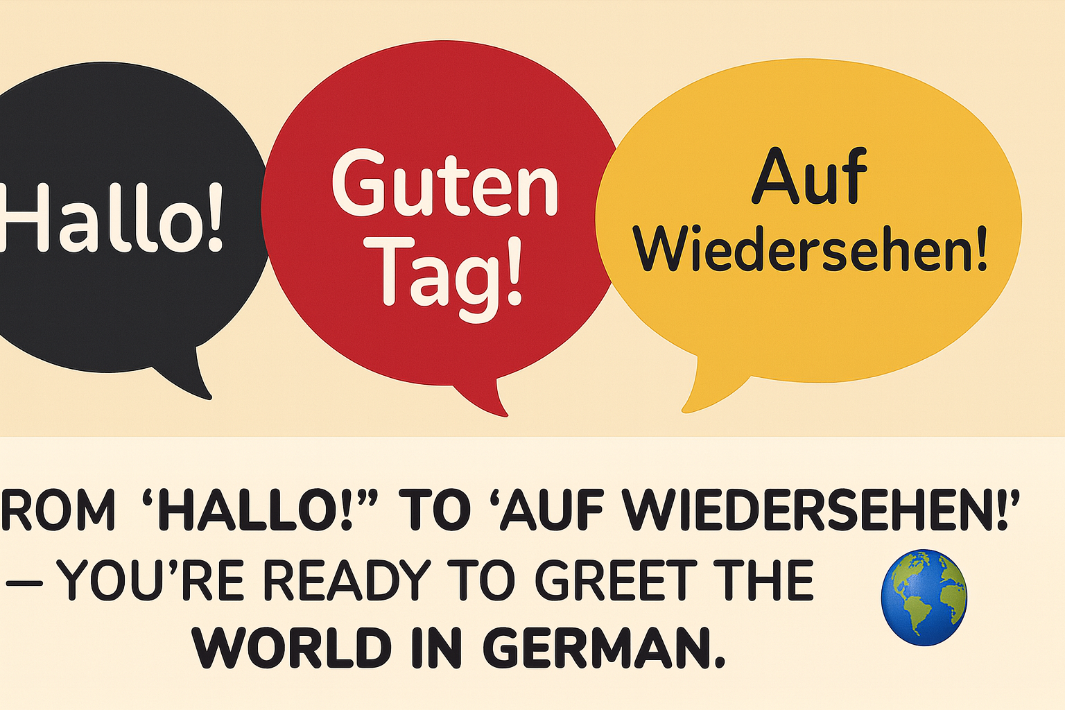 German greetings banner with speech bubbles